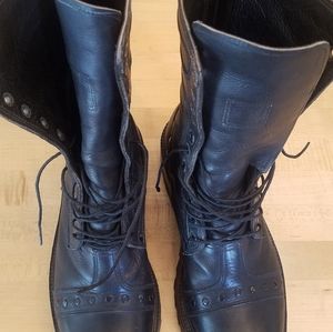 Men's Black Leather Boots Vibram sz11